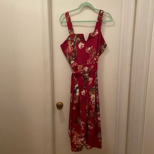 Red floral jumpsuit xhilaration target XL